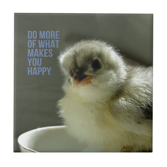 Azulejo De Cerâmica Faça mais o que lhe faz feliz Pintinho senta-se no (Frente)