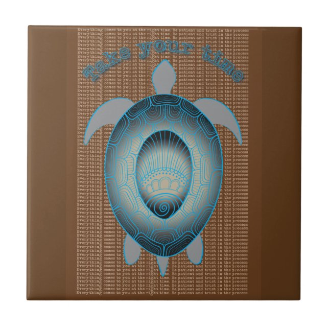 Azulejo De Cerâmica Faça sua citação motivadora da tartaruga do tempo (Frente)