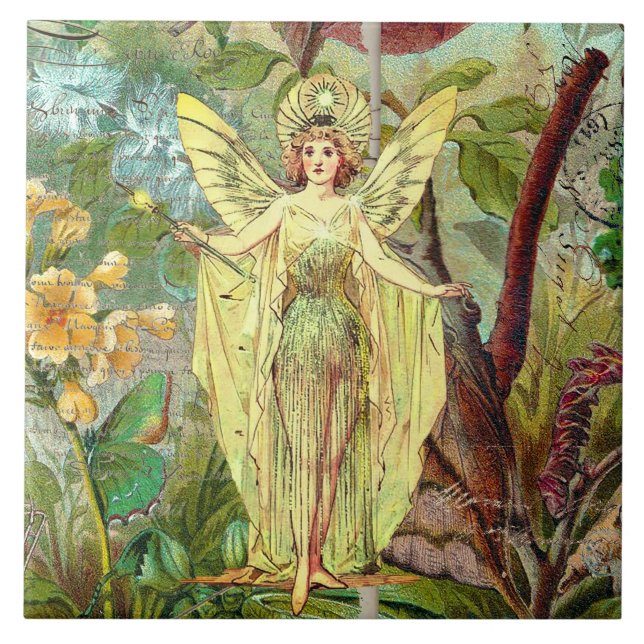 Azulejo De Cerâmica Fada Amarela (Frente)