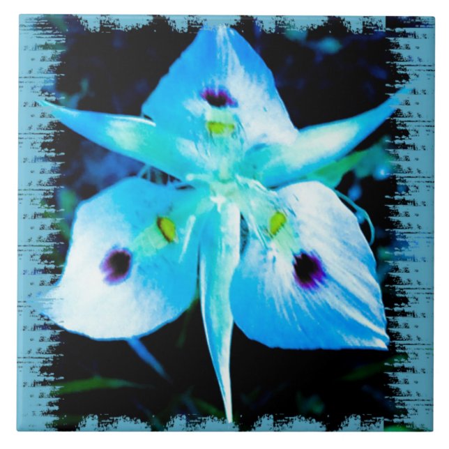 Azulejo De Cerâmica Fada de Flor Azul (Frente)