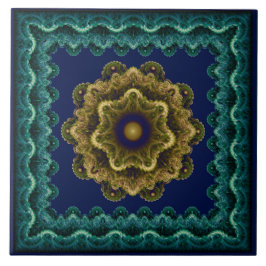 Azulejo De Cerâmica Fada floral framada padrão fractal