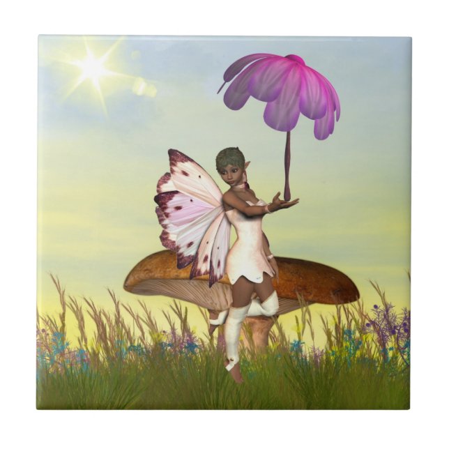 Azulejo De Cerâmica Fada Trivet do duende (Frente)