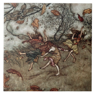 Azulejo De Cerâmica “Fadas de Outono” por Arthur Rackham
