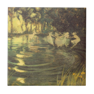 Azulejo De Cerâmica Fairies Whirl por Arthur Black, Vintage Fairy Danc