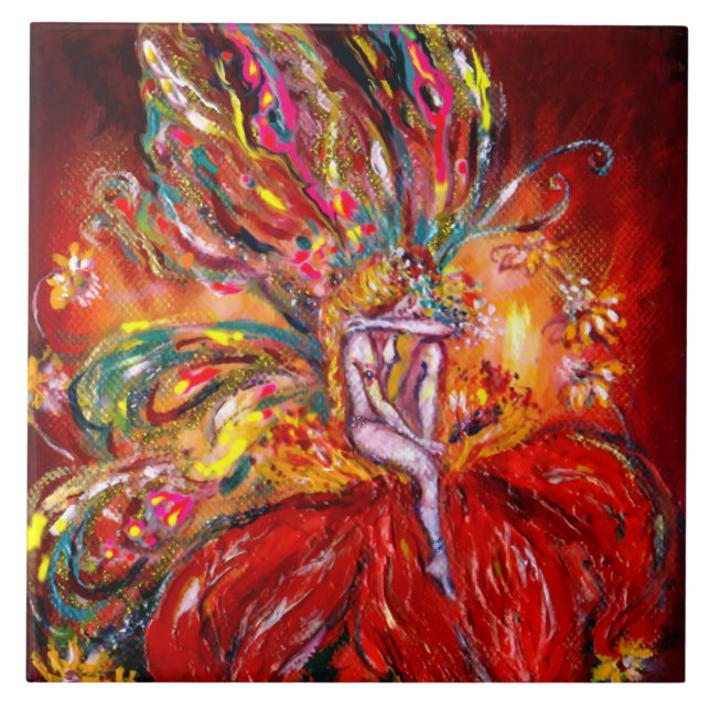 AZULEJO DE CERÂMICA  FAIRY IN RED (Frente)