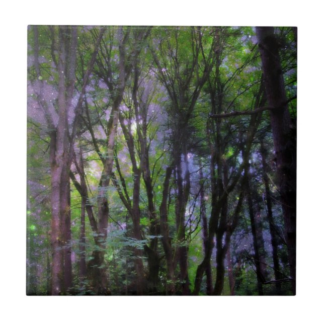 Azulejo De Cerâmica Fairy Lights Surreal Forest (Frente)