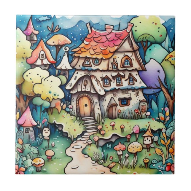 Azulejo De Cerâmica Fairytale na feira (Frente)