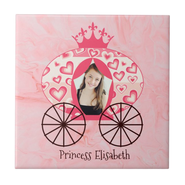 Azulejo De Cerâmica Fairytale Royal Princess Carruagem Girl Birthday (Frente)