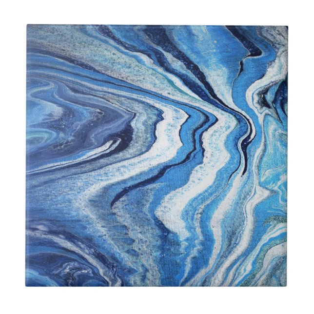 Azulejo De Cerâmica Faísca azul de Geode (Frente)