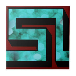 Azulejo De Cerâmica Faísca azul do ~ do meandro no marrom com sombra