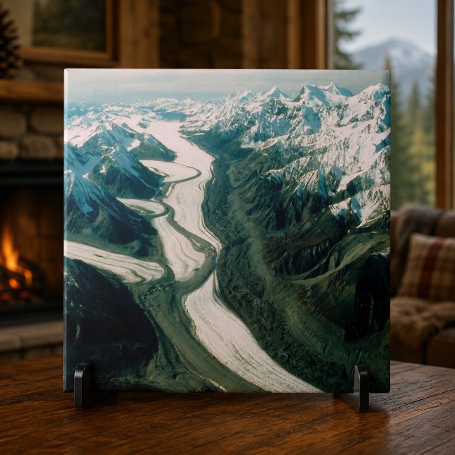 Azulejo De Cerâmica Faixa de Montanhas do Alasca - Vista Aérea (Alaska Mountain Range-Aerial View Ceramic Tile)