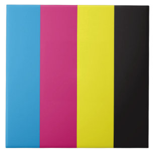 Azulejo De Cerâmica faixas cmyk padrão de fundo gráfico cor ciano