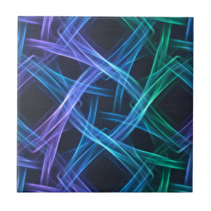 Azulejo De Cerâmica Faixas de Luz Neon Tecidas Design de Fusão Abstrat