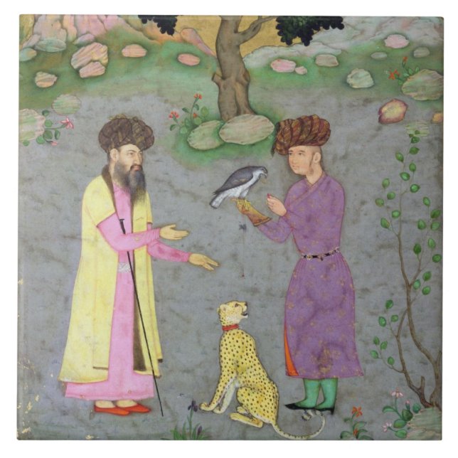 Azulejo De Cerâmica Falcoeiro com a chita do companheiro e do animal (Frente)