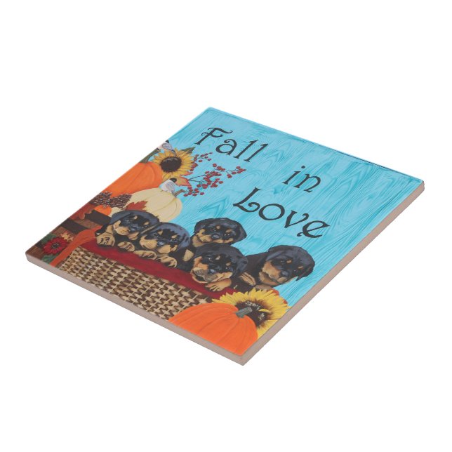 Azulejo De Cerâmica Fall in Love Rottweiler Impressão (Lateral)