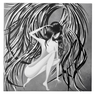 Azulejo De Cerâmica Fallen Angel Cinza Monocromática