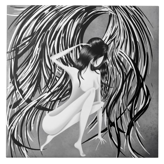 Azulejo De Cerâmica Fallen Angel Cinza Monocromática (Frente)