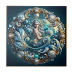 Azulejo De Cerâmica Falsas Pedras Preciosas Sereia Efeito 3D Art Nou