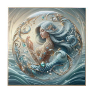 Azulejo De Cerâmica Falsas Pedras Preciosas Sereia Efeito 3D Art Nou