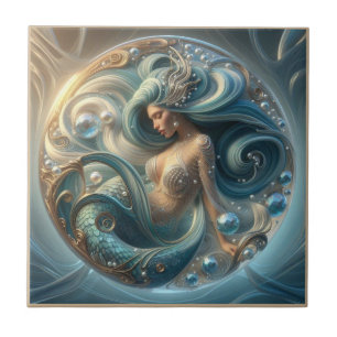 Azulejo De Cerâmica Falsas Pedras Preciosas Sereia Efeito 3D Art Nou