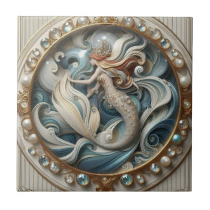 Azulejo De Cerâmica Falsas Pedras Preciosas Sereia Efeito 3D Art Nou