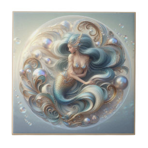 Azulejo De Cerâmica Falsas Pedras Preciosas Sereia Efeito 3D Art Nou