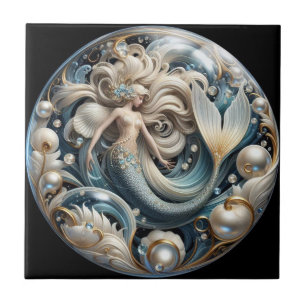 Azulejo De Cerâmica Falsas Pedras Preciosas Sereia Efeito 3D Art Nou