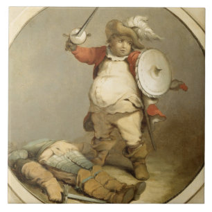 Azulejo De Cerâmica Falstaff com o corpo de Hotspur, c.1786 (óleo