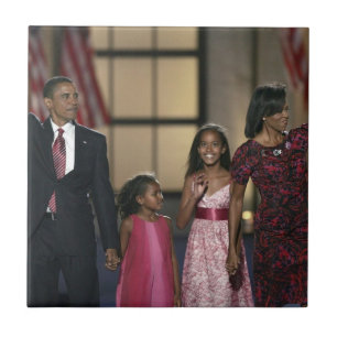 Azulejo De Cerâmica família de Barak Obama acena