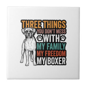 Azulejo De Cerâmica Família de Cães Boxer Liberdade Camisa Vintage Des