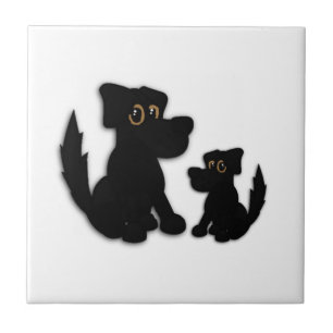 Azulejo De Cerâmica Família do Cachorro Preto