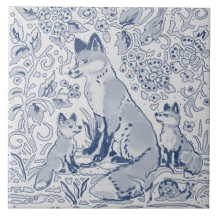Azulejo De Cerâmica Família Fox Denim Blue White / Madeira Cinza