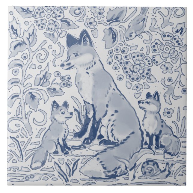 Azulejo De Cerâmica Família Fox Denim Blue White / Madeira Cinza (Frente)