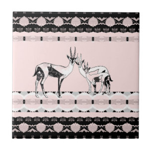 Azulejo De Cerâmica Família Gazela Arte Deco Decorativo