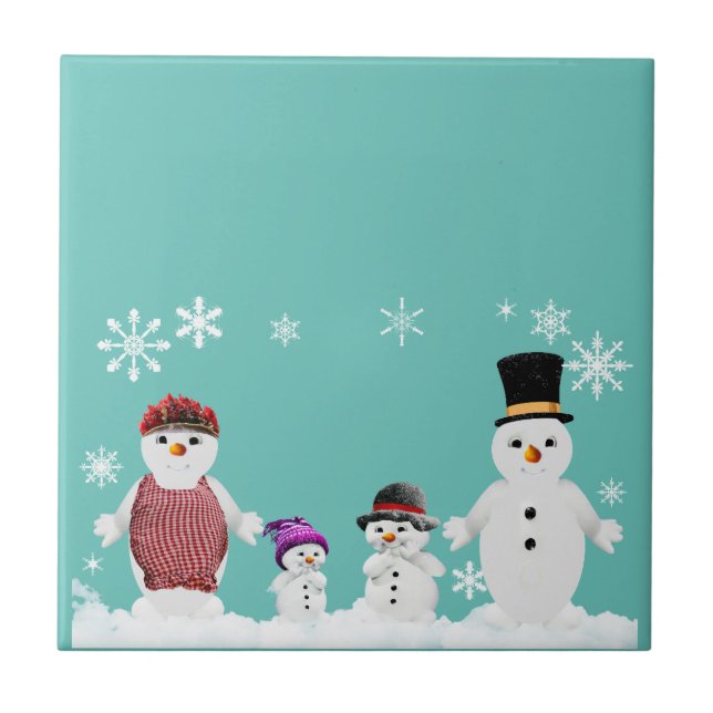 Azulejo De Cerâmica família Snowman (Frente)