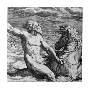 Azulejo De Cerâmica Fantasia de arte antiga poseidon