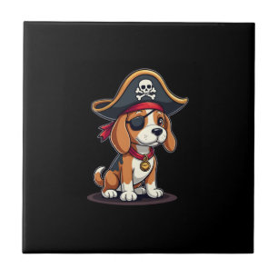 Azulejo De Cerâmica Fantasia de Pirata Beagle Bandeira Jolly Roger Crâ