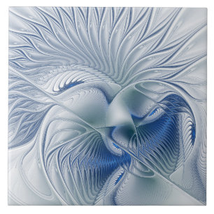 Azulejo De Cerâmica Fantasia Dinâmica Tons Azuis Arte Fractal Abstrata