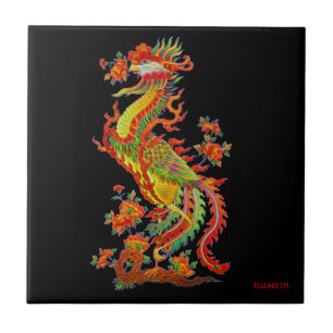 Azulejo De Cerâmica Fantasia Psicodélica Exótica Dragão Fractal Pho