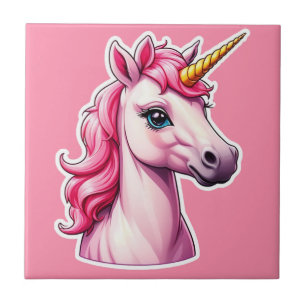 Azulejo De Cerâmica Fantasia Rosa Unicorn