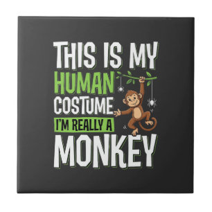 Azulejo De Cerâmica Fantasias de Macaco Engraçado Vetor de Halloween