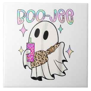 Azulejo De Cerâmica Fantasma de Halloween Engraçado Boo Jee