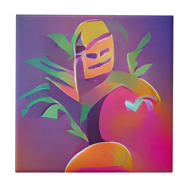 Azulejo De Cerâmica Fantasma de uma arte digital abstrato de picolé de (Frente)