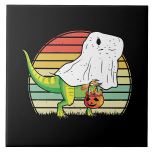 Azulejo De Cerâmica Fantasma Divertido Dinossauro Halloween