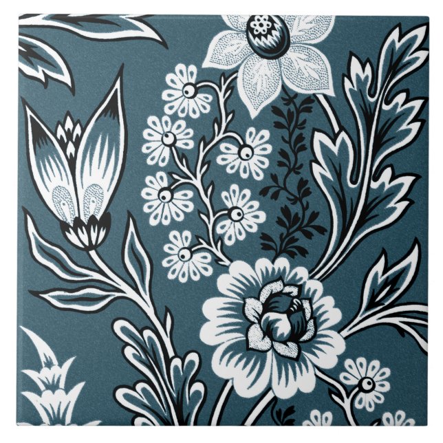 Azulejo De Cerâmica Fantastic Flowers (Slate Teal) Fine Art (Frente)