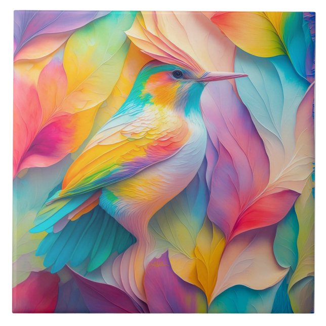 Azulejo De Cerâmica Fantasy Birds Silk Bird (Frente)