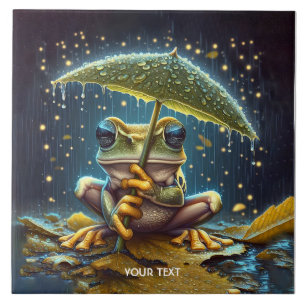 Azulejo De Cerâmica Fantasy Bonita Chuva de Sapo Guarda-chuvas