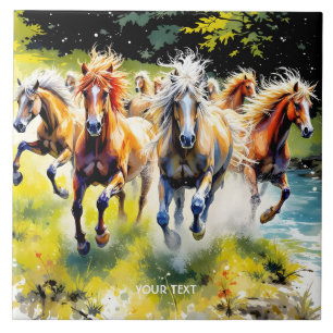 Azulejo De Cerâmica Fantasy - Cavalos Selvagens Bons