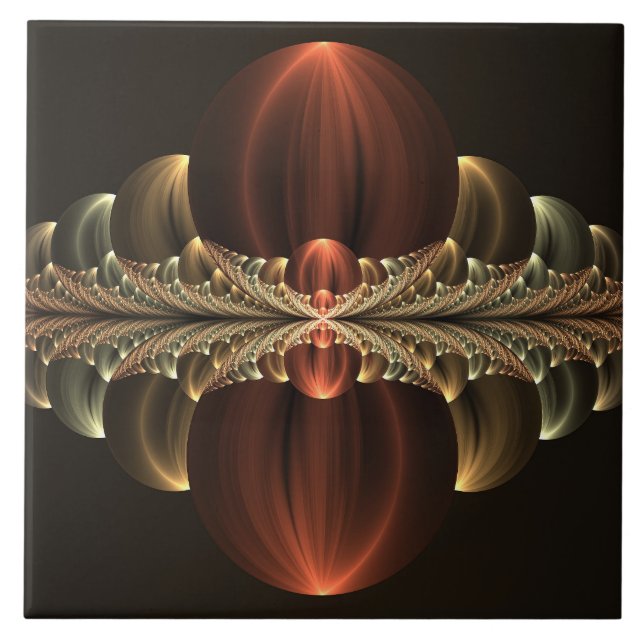 Azulejo De Cerâmica Fantasy Construction Shiny Abstrato Fractal Art (Frente)