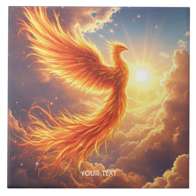 Azulejo De Cerâmica Fantasy Cuja Flaming Phoenix Sobe (Frente)